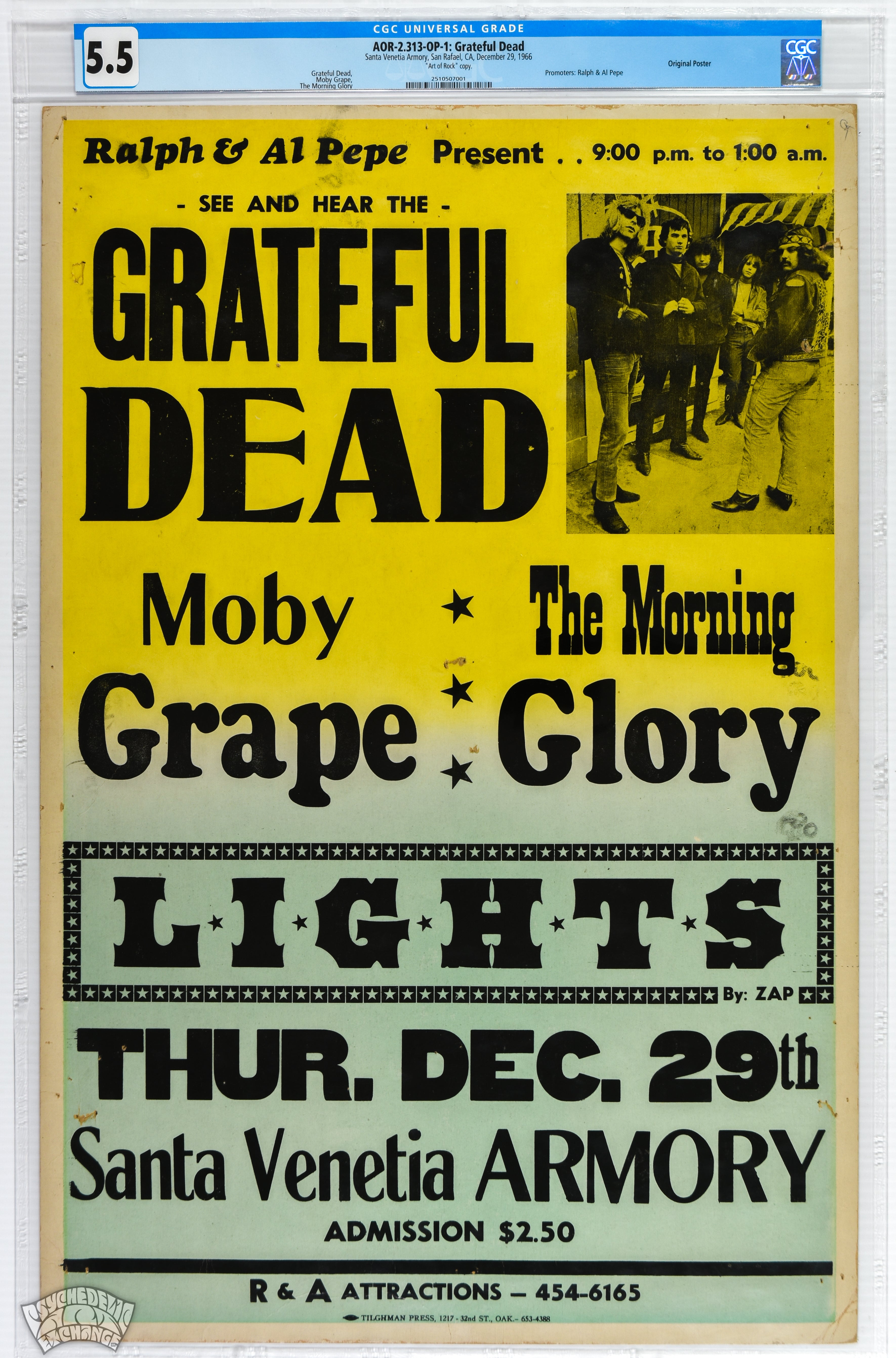 Up For Auction First Ever CGC Certified Copy of Early Grateful Dead Scarce Cardboard Poster