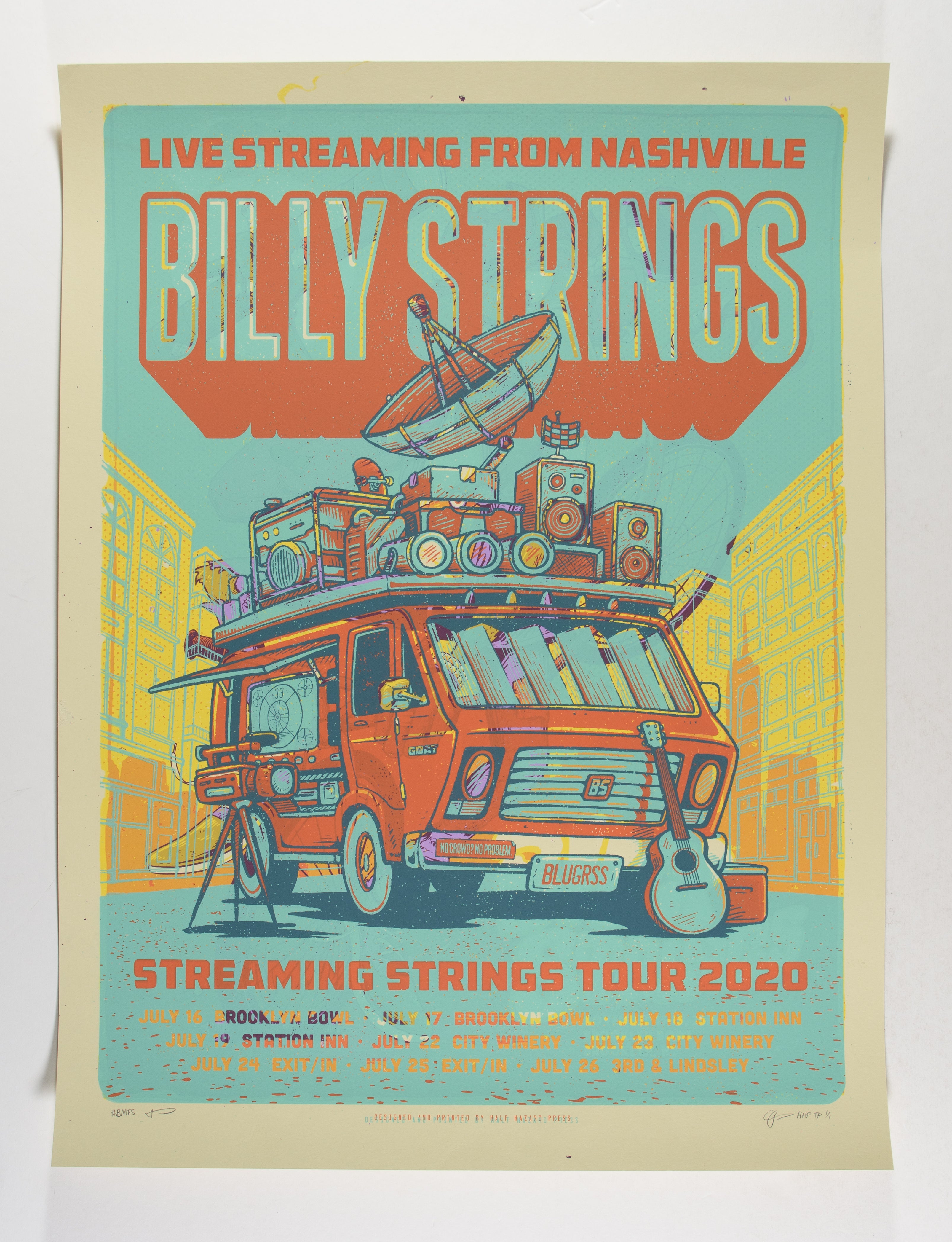 2020-Billy Strings-Live Stream-Nashville-Half Hazard Press Trial Print Poster