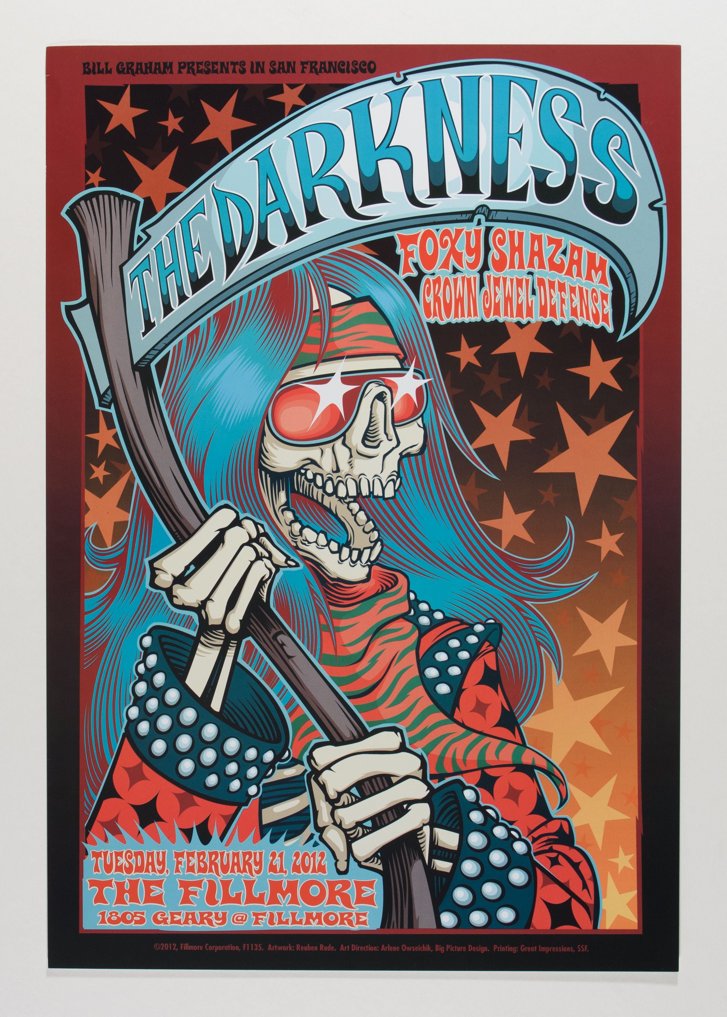2012-The Darkness Concert Poster-The Fillmore-San Francisco, CA